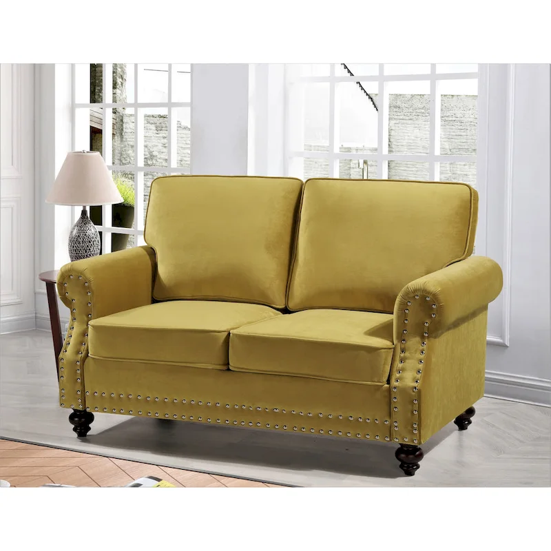 Suffield Velvet Nailhead Loveseat