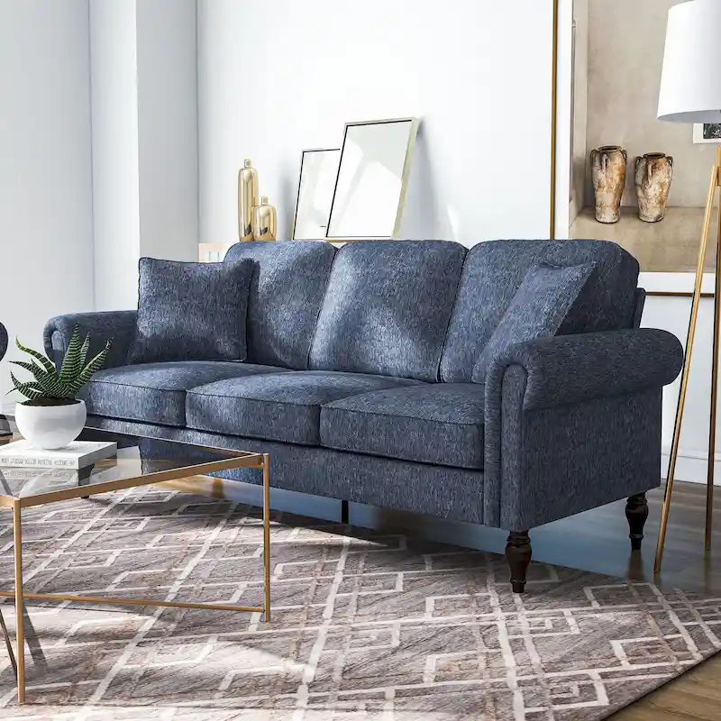 Igny Traditional Chenille Rolled Arms 2-Piece Living Room Set by Furniture of America