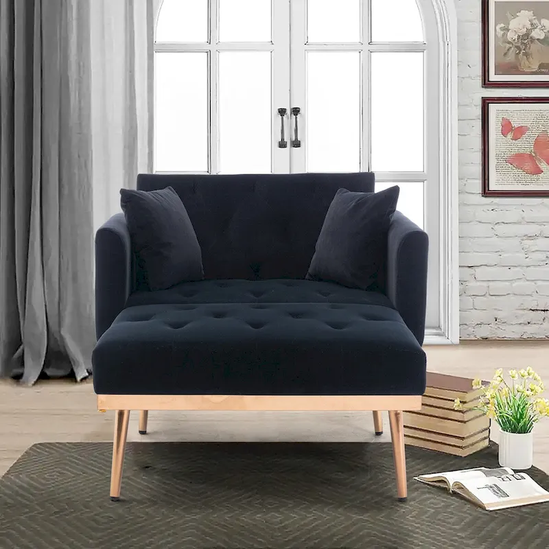 Barrel Accent Chair with Foam Padding and Velvet Upholstery
