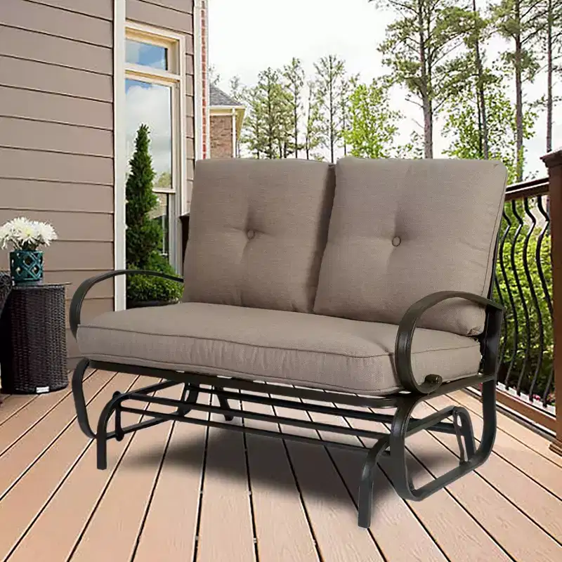 Kozyard Cozy Patio Glider Bench  Outdoor Rocking Loveseat with a Sturdy Frame and Comfortable Cushioned Seats, Perfect for Patio or Porch
