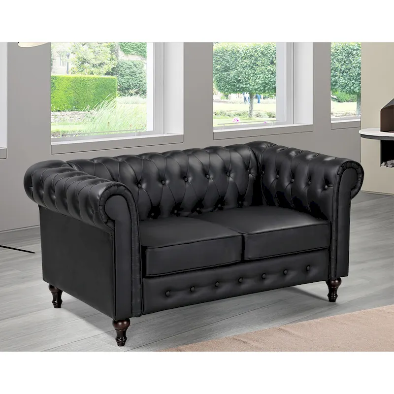 Brooks Velvet Upholstered Classic Chesterfield Loveseat