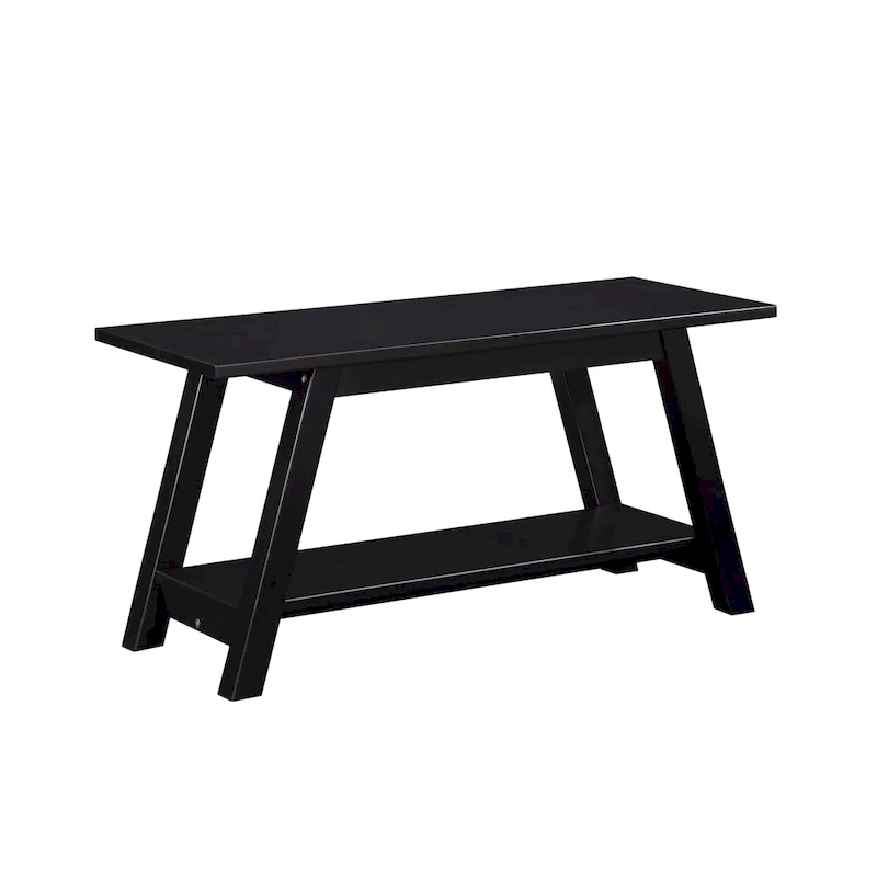 Roundhill Furniture Elyz Solid Wood Bench with Shelf, White