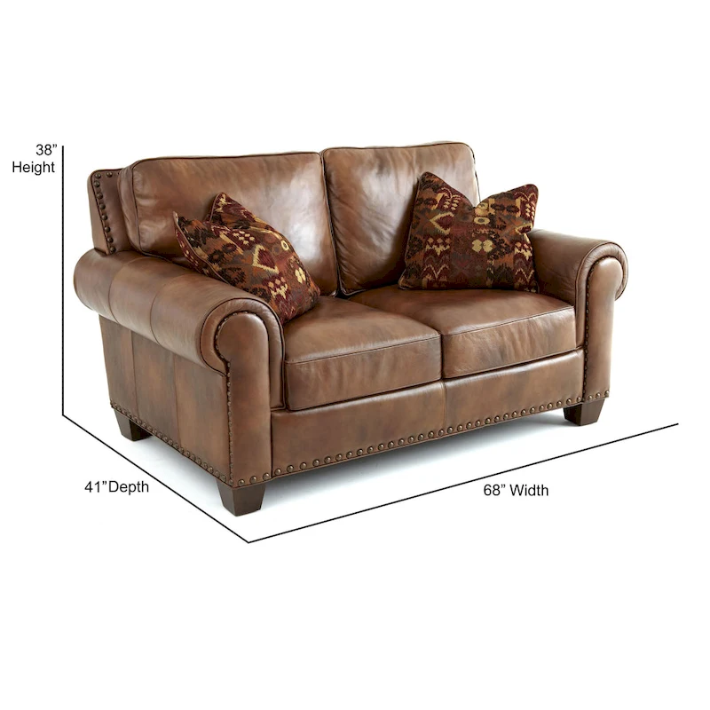 Steve Silver Sanremo Top Grain Leather Loveseat with Two Pillows