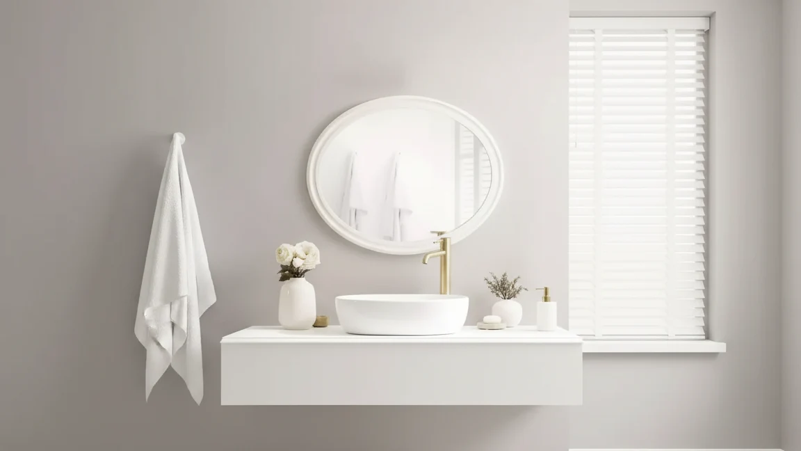 Oval Framed Wall Mirror, 24x30, White