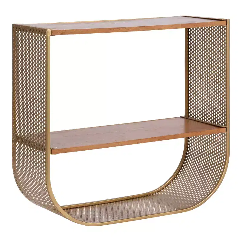 Kate and Laurel Urso Arch Wood Floating Side Table, 20x7x19, Natural and Gold