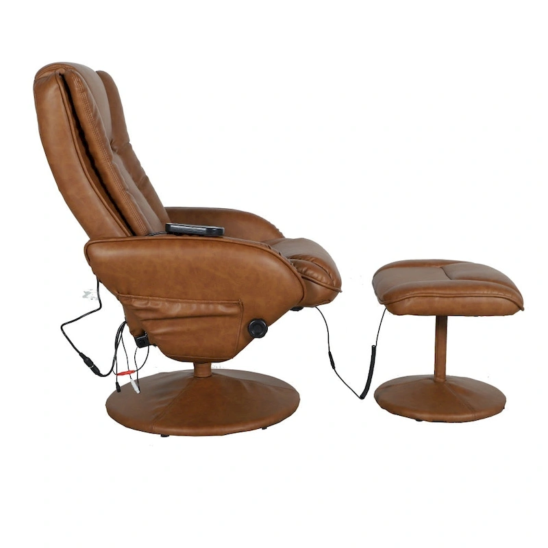 LeatherSoft Massaging Multi-Position Recliner w/Ottoman