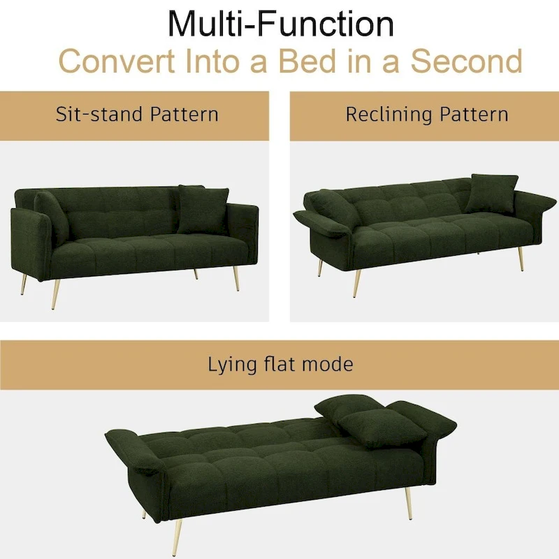 Modern 70-Inch Teddy Fleece Convertible Futon Sofa bed