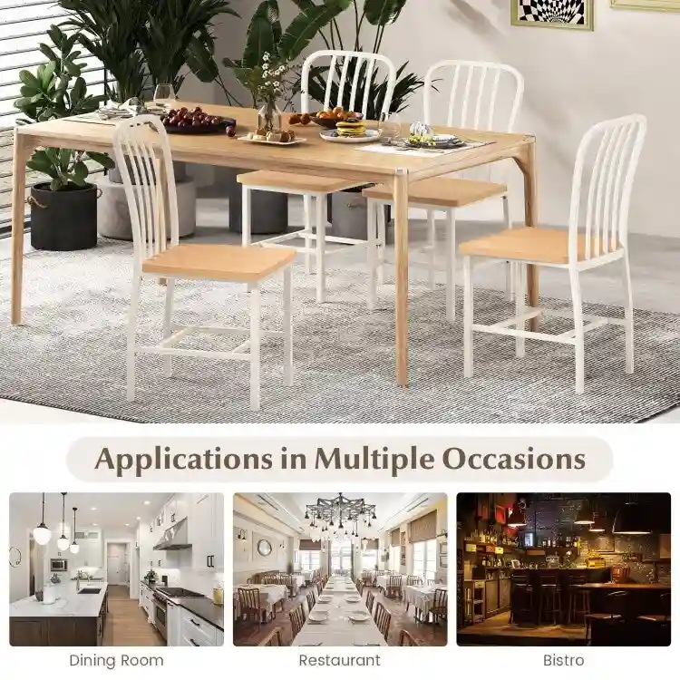 Armless Spindle Back Dining Chair Set of 2 with Ergonomic Seat-Black - 22 x 18 x 37