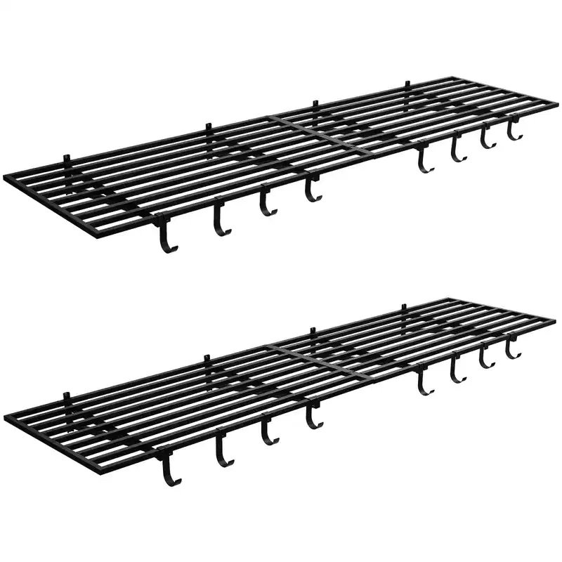 2 Pack Storage Shelves,Total Load 400LBS Heavy Duty Garage Wall Shelving,Rust-Proof Metal Shelf Wall Mount,Space-Saving Rack Garage Shelving,2x4Ft