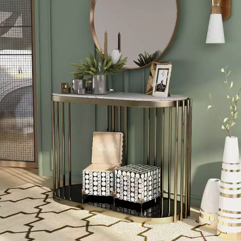 Solstice Glam Entryway Table Antique Brass - HOMES: Inside + Out