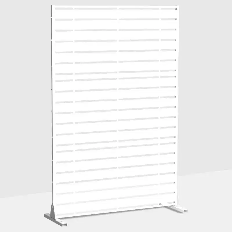 Four-Fold Louvered White Galvanized Steel Privacy Screen 183x120x40cm
