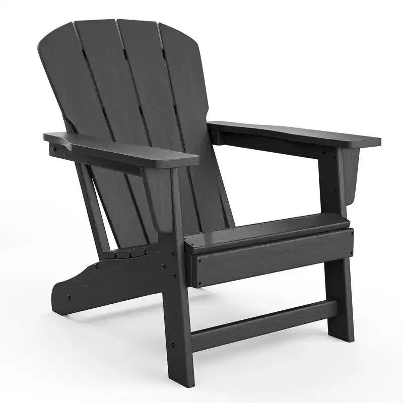 Oversized All-Weather Adirondack Chair  380 lb Capacity HDPE with Wood-Like Texture, Durable Outdoor Lounge Chair for Patio, Lawn & Deck