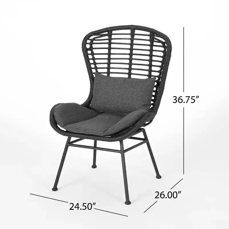 Christopher Knight Home Habra Wicker Iron Frame Club Chairs with Cushions
