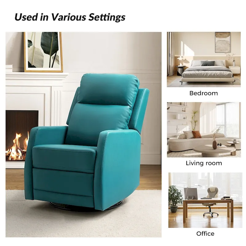 Esteban Modern Faux Leather Manual Rocking Swivel Recliner with Wingback
