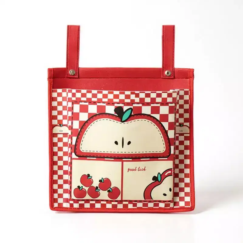 Hanging Storage Bag with Playful House Print and Snap-On Straps 15.5x12in