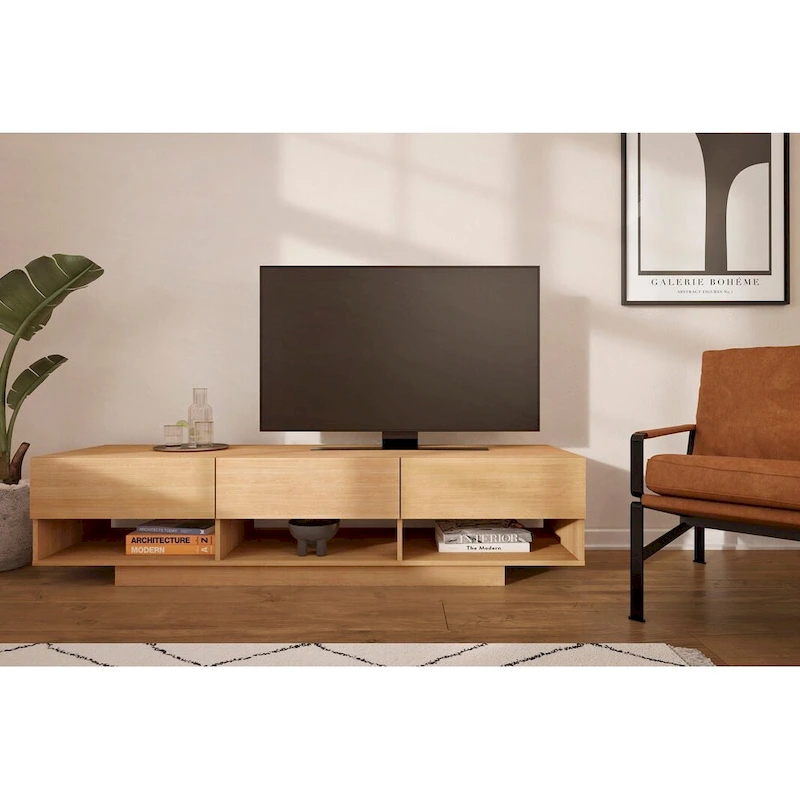 Nexera Stereo 72-inch 3-Drawer TV Stand, Black