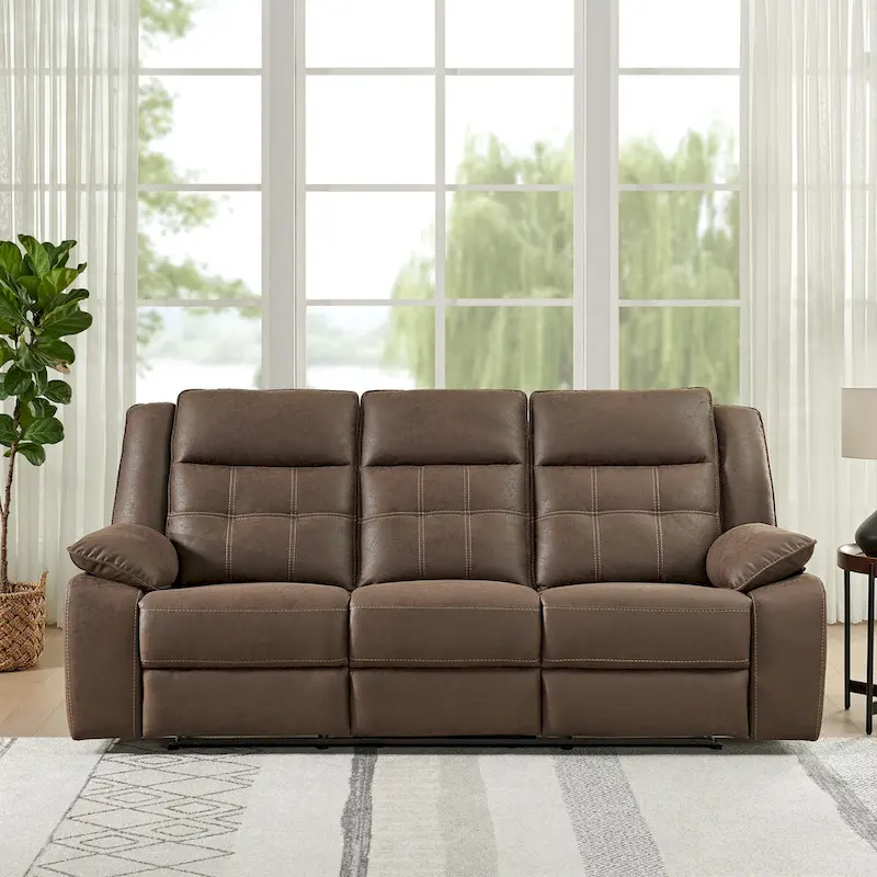 Roundhill Furniture Lesley 2-Piece Living Room Reclining Set, Brown