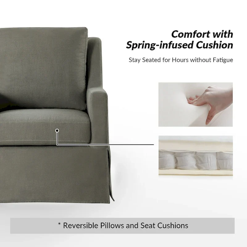 Stan Farmhouse Slipcover Rocking Swivel Chair by HULALA HOME