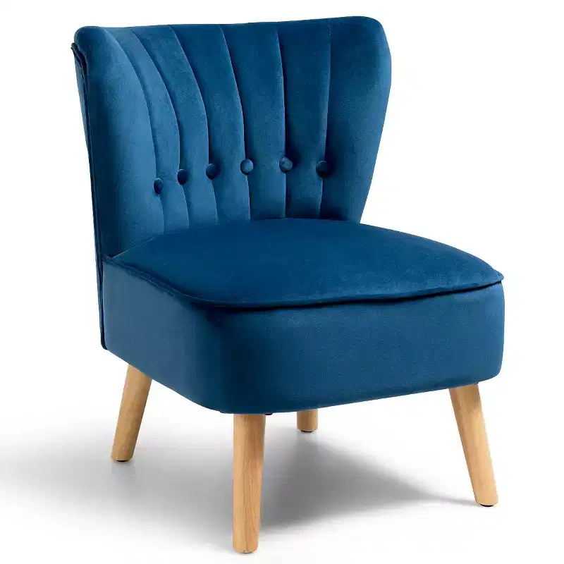 Armless Tufted Velvet Accent Chair Single Sofa Blue Green Pink