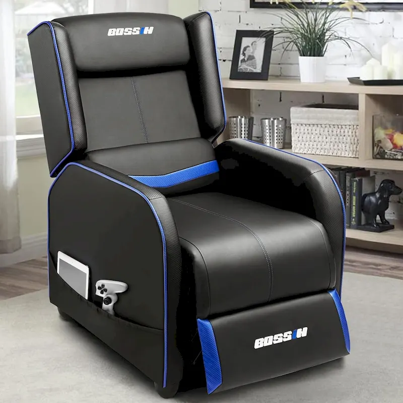 BOSSIN PU Leather Ergonomic Gaming Single Recliner Seating Sofa for Living Room