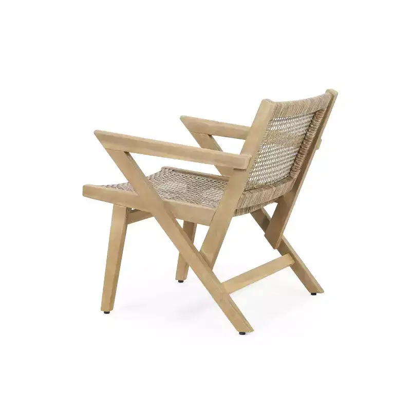 Okak 16 Rustic Patio Accent Chairs Premium Acacia Armchair with Woven Wicker Finish Seat&Back,Set of 2,Patio Furniture Seating,Natural