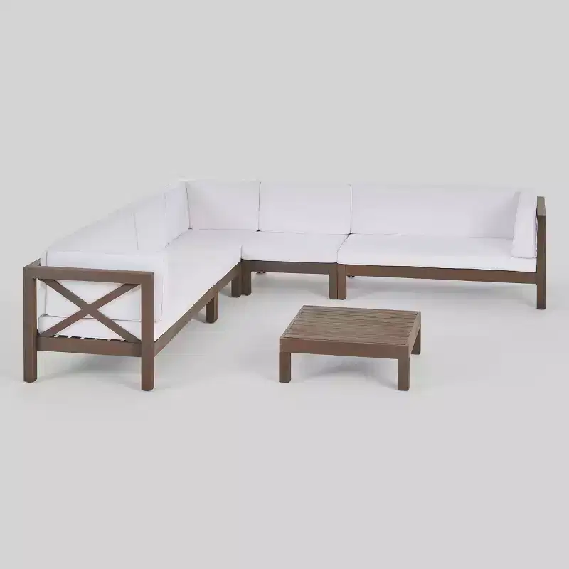 Brava 6pc Acacia Wood Sectional Patio Seating Set - Christopher Knight Home