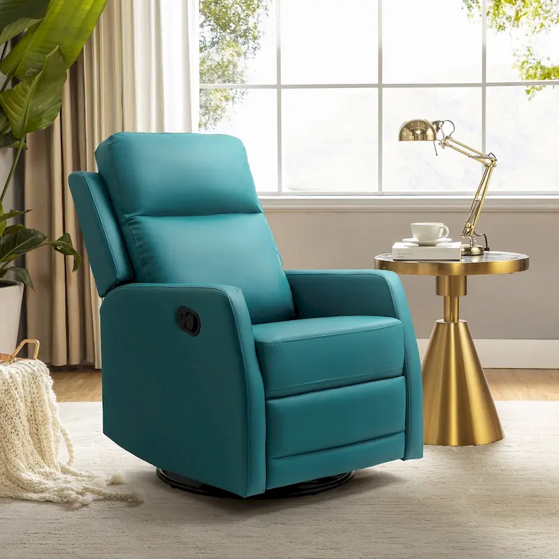 Esteban Modern Faux Leather Manual Rocking Swivel Recliner with Wingback