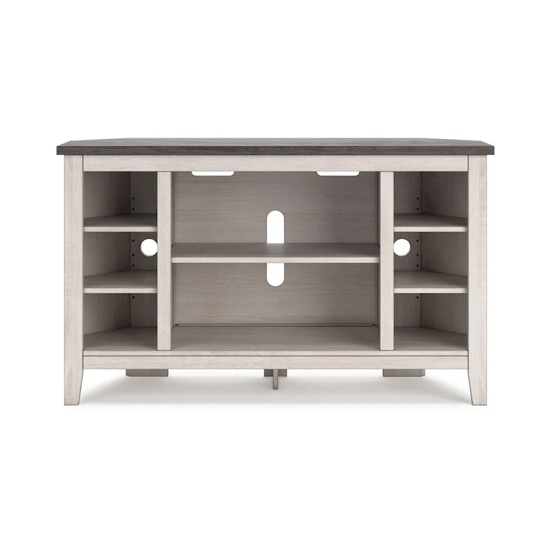 Elia Corner TV Media Console, Slot For Fireplace Insert, 48 Inch White
