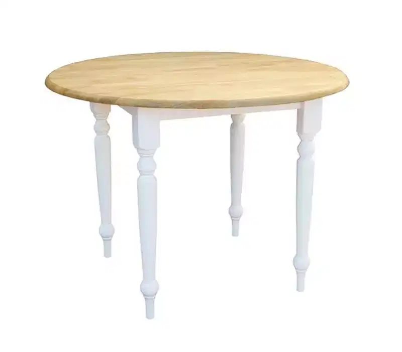 Buylateral 4 Seats Farmhouse Solid Wood Double Drop Leaf Extendable Dining Table