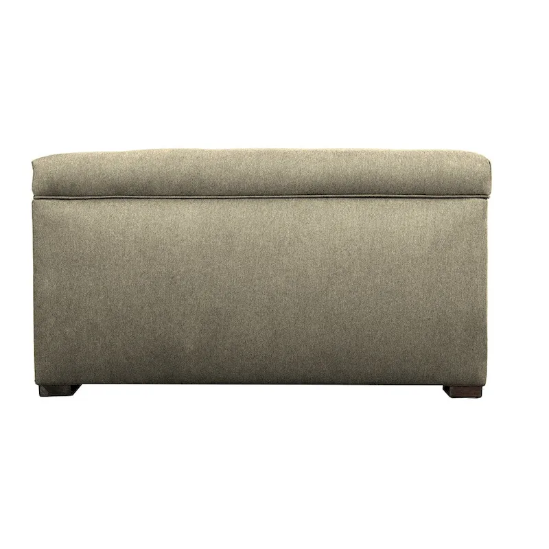 Khaki / Saddle Brown Button-Tufted Storage Trunk Bench