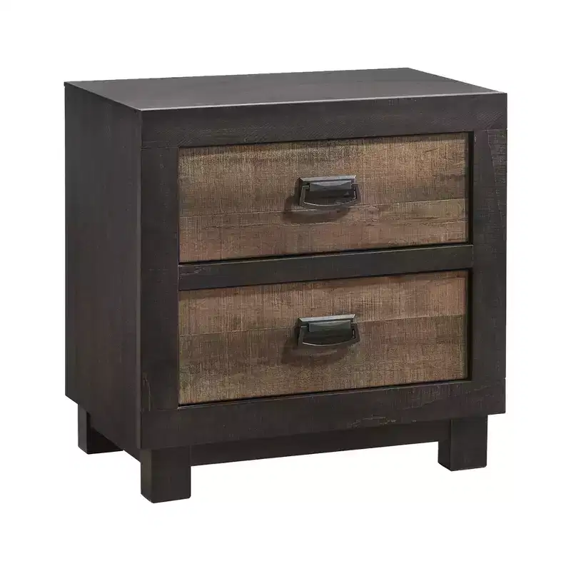 2 Drawer Harrison Nightstand Walnut - Picket House Furnishings: Felt Lined, Dust Proof Layer, Dark Nickel Pulls