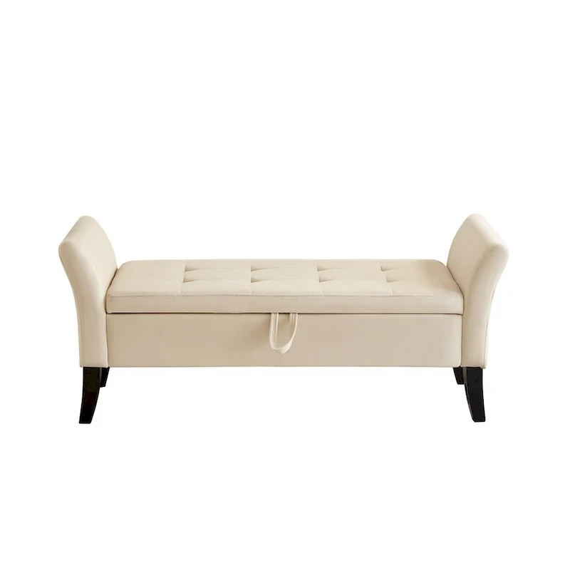 Velvet Storage Bench with Hinged Lid