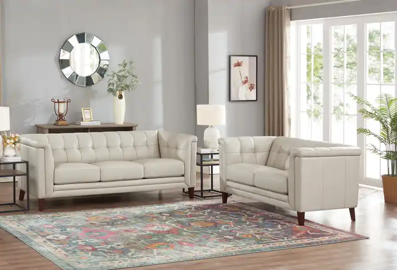 Leather Sofa - Vanilla
