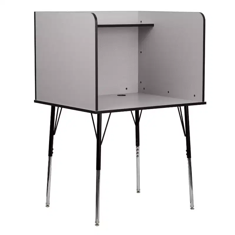 Emma and Oliver Stand-Alone Study Carrel with Height Adjustable Legs