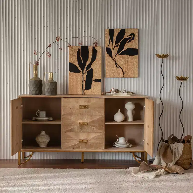 Light Wood 6-Drawer Dresser & Chest Modern Design with Smooth Sliding Drawers for Living Room/Bedroom/Entryway Storage