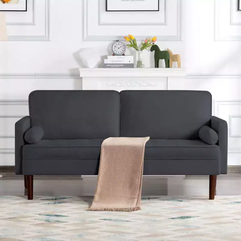 65 Modern Loveseat with Removable Back Cushions & 2 Bolster Pillows