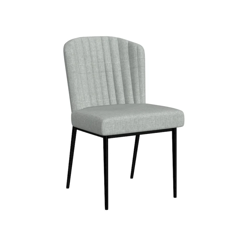 HomePop ChannelBack Dining Chair with Metal Legs-Gray Woven (set of 2)