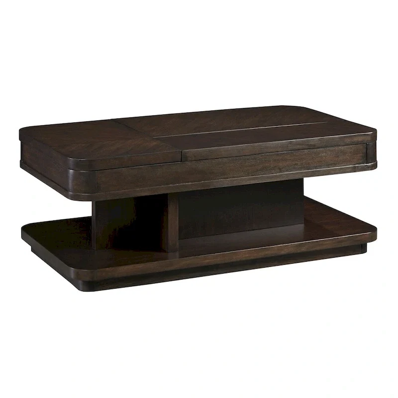 Brown Veneer Rectangular Double Lift-Top Coffee Table