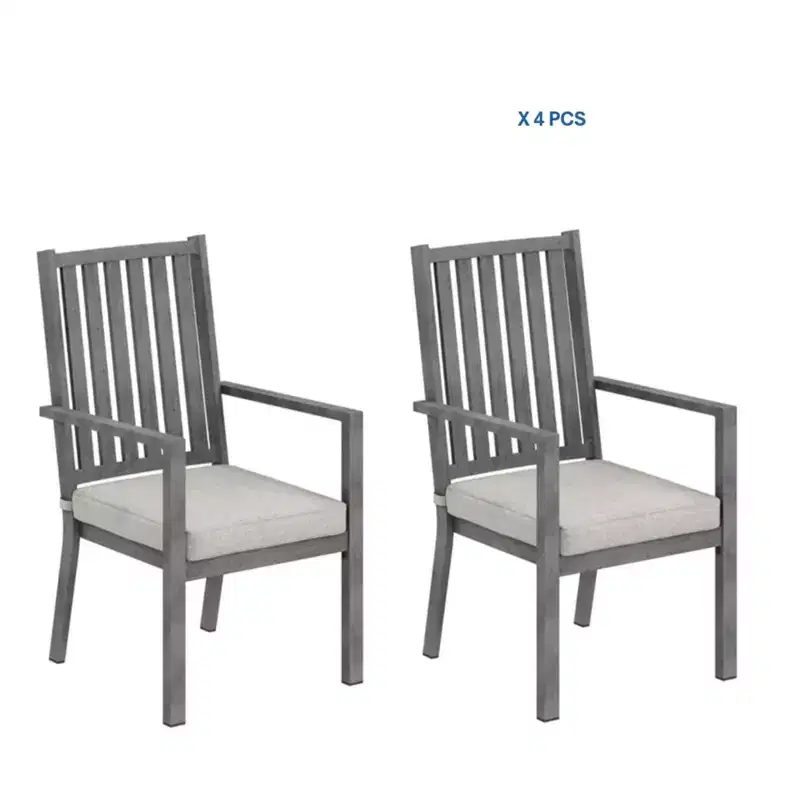 Set of 4 23 All-Weather Aluminum Patio Dining Chairs with Thick Cushions