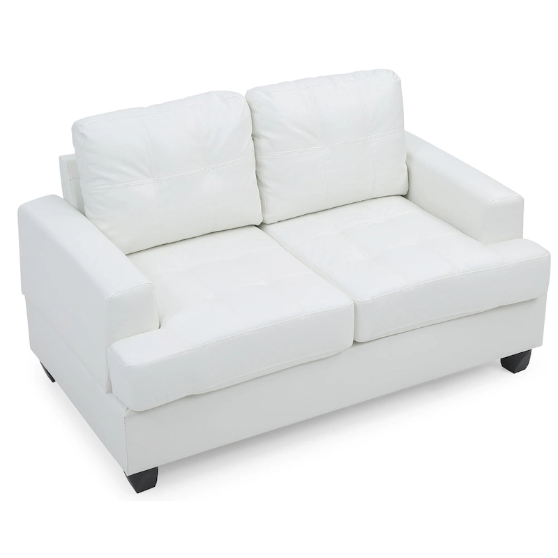 Sandridge 58 in. W Flared Arm Faux Leather Straight Sofa - 34L x 58W x 36H