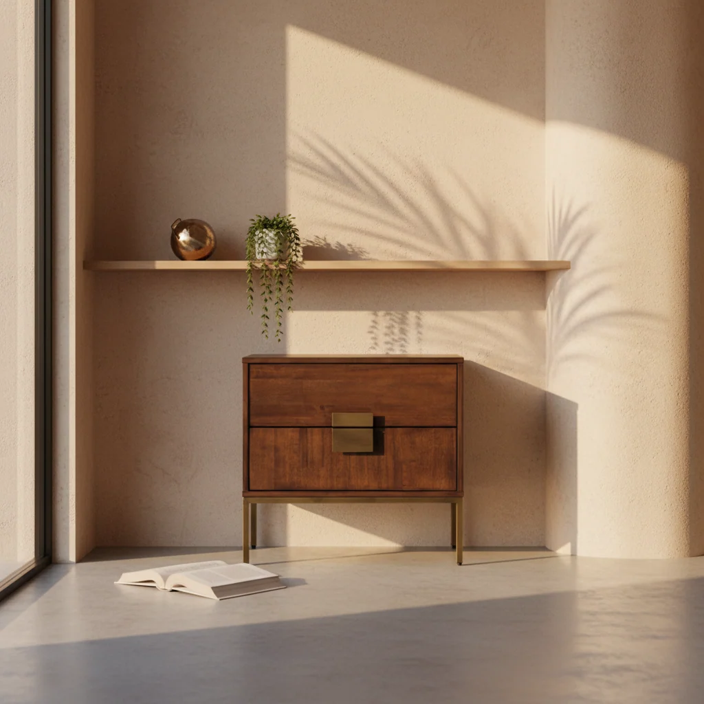Transitional Brass Nightstand - Bedroom
