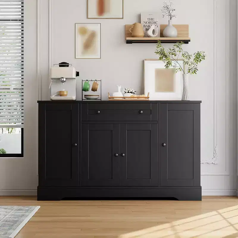 Sideboard Buffet, Four-Door Sideboard Storage Cabinet with Cabinet Doors, Kitchen Dining Storage Cabinet, Versatile Coffee Bar