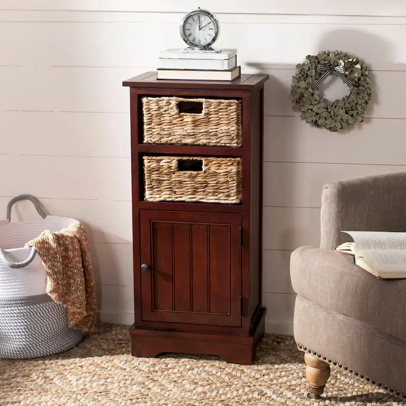 Distressed Black Storage Cabinet - 15.9 x 11.8 x 35 - 16Wx12Dx35H