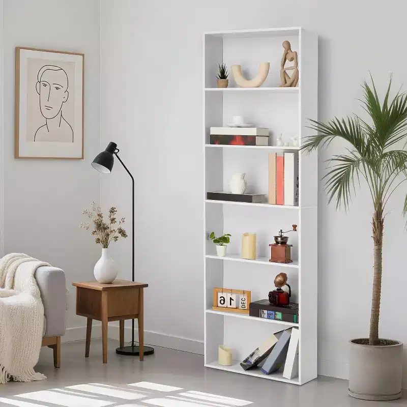 Industrial 6 Tier Bookcase, Tall Storage Shelf for Home Office, 71 Inch Modern Bookshelf for Living Room, Bedroom, Easy Assembly