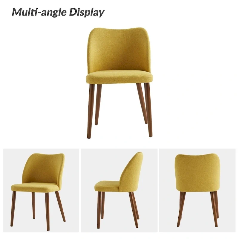 Solid Wood Dining Chair Set of 4 with Curved Backrest