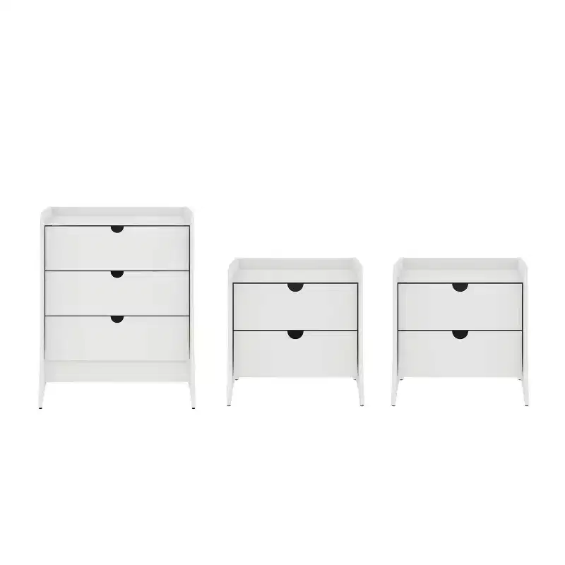 Manhattan Comfort 3pc Coney Dresser and Nightstand Bedroom Set