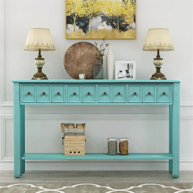 Harper & Bright Designs Rustic 4-drawers Long Entryway Console Table