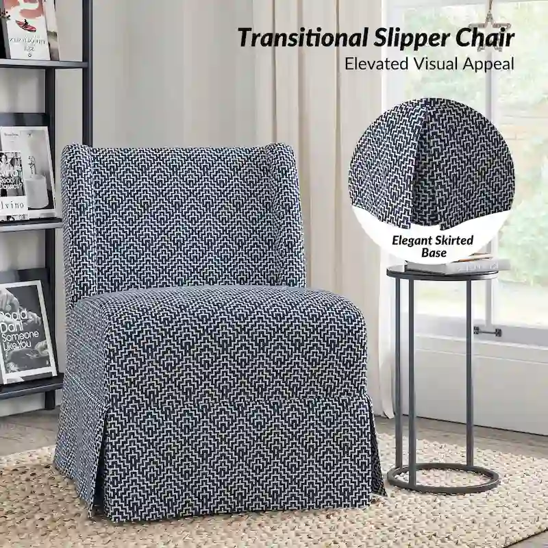 Falk Transitional Upholstered Slipper Chair with Slipcover and Solid Wood Legs Set of 2 by HULALA HOME
