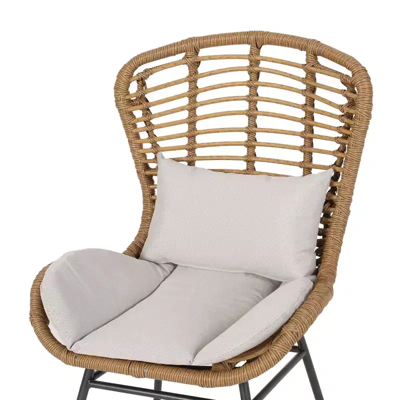 Christopher Knight Home Habra Wicker Iron Frame Club Chairs with Cushions