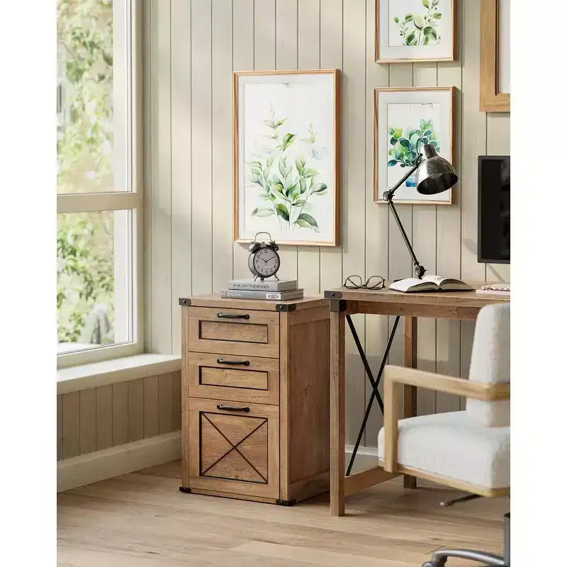 File Cabinet with 3 Drawers, Filing Cabinet, Printer Stand, Fit A4, Letter Size, Hanging File Folders, Modern Farmhouse Style, for Home Office